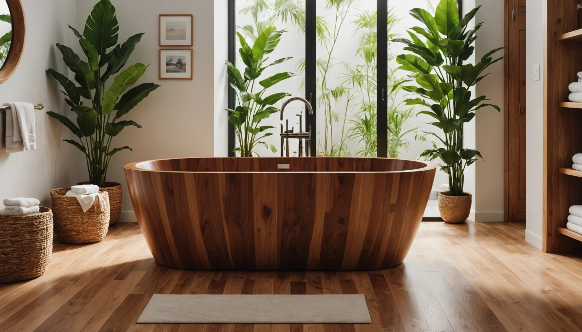 baignoire autoportante en bois